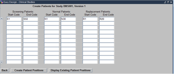 Creating Patient Positions while Designing Clinical Study